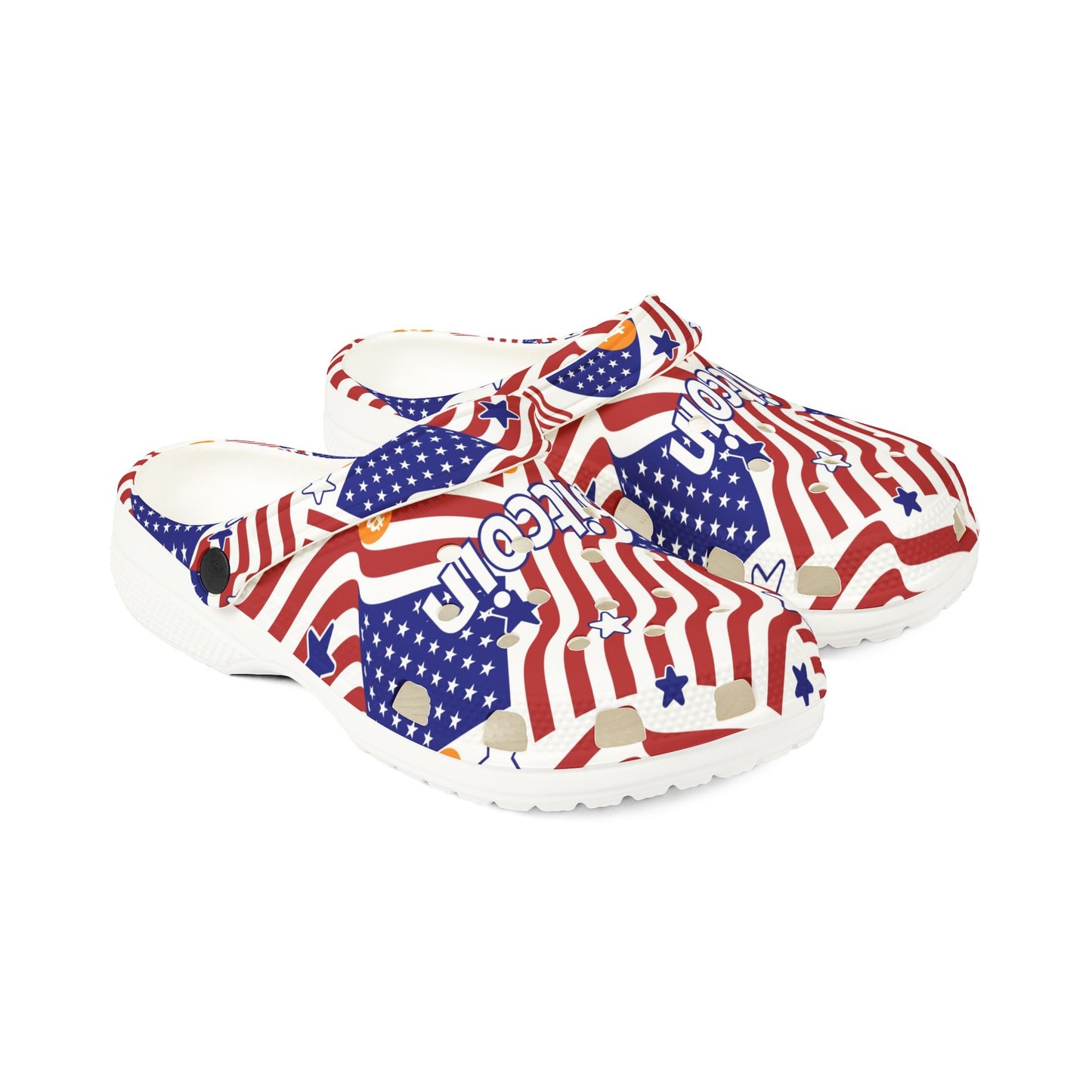 Patriotic Bitcoin USA Clogs | Trendy EVA Foam Shoes for Independence Day, Casual Comfort, American Flag Footwear