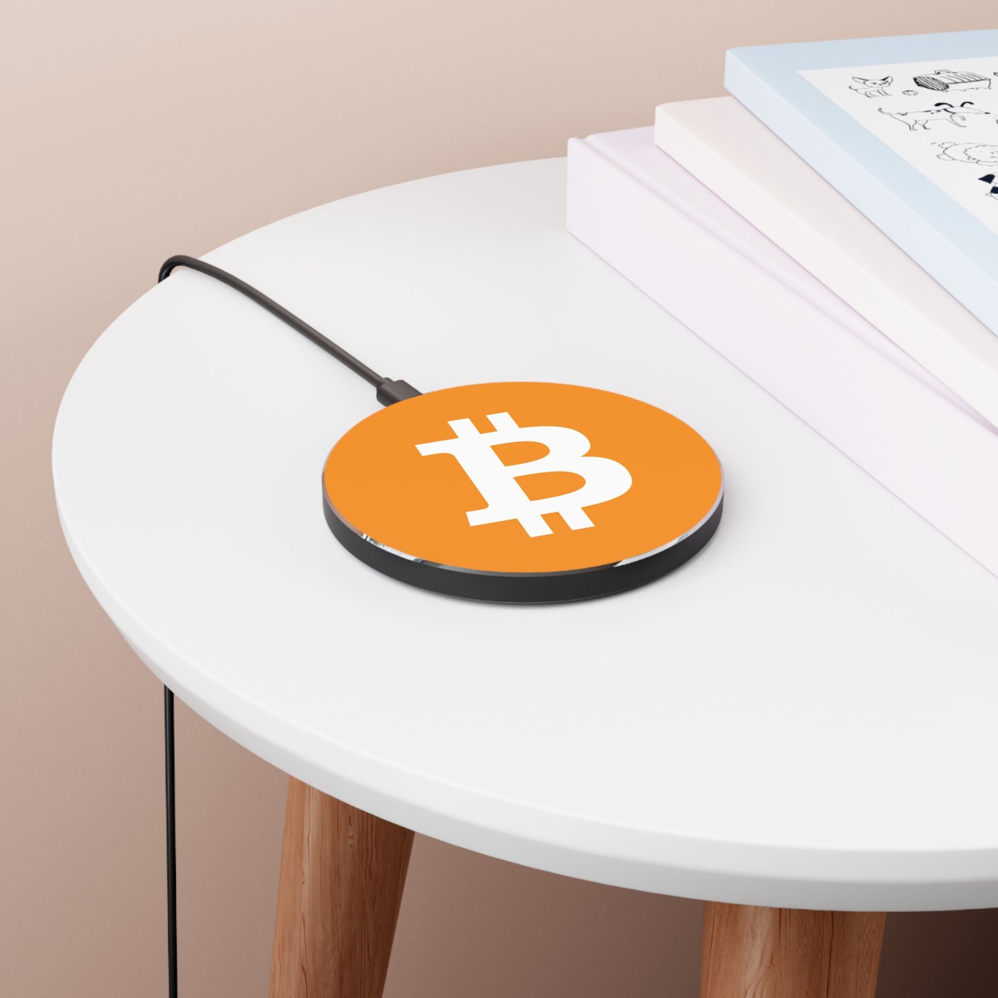Bitcoin Wireless Charger, Cryptocurrency Charging Pad, Fast Qi Charger for Tech Enthusiasts, Desk Decor, Gift for Him