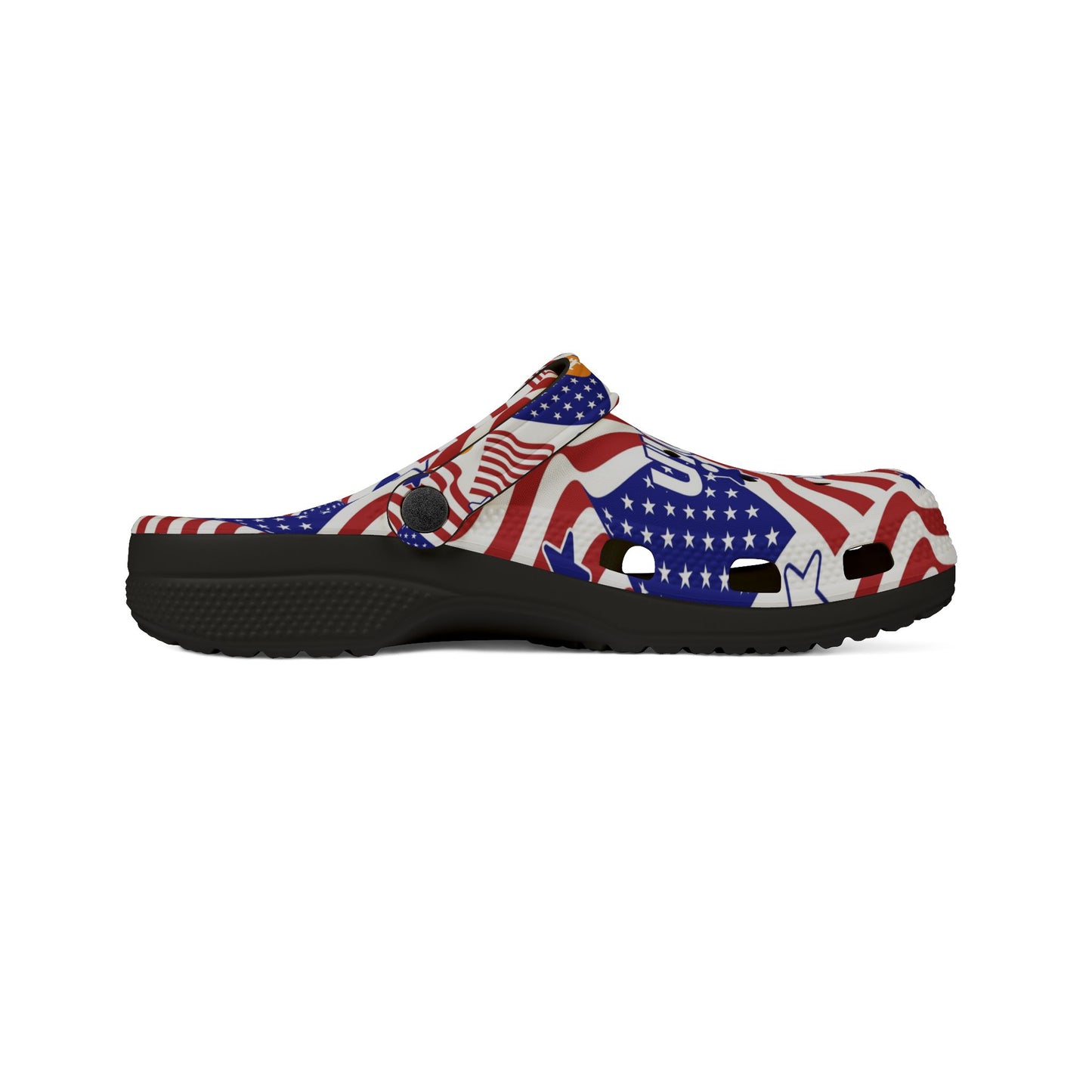 Patriotic Bitcoin USA Clogs | Trendy EVA Foam Shoes for Independence Day, Casual Comfort, American Flag Footwear