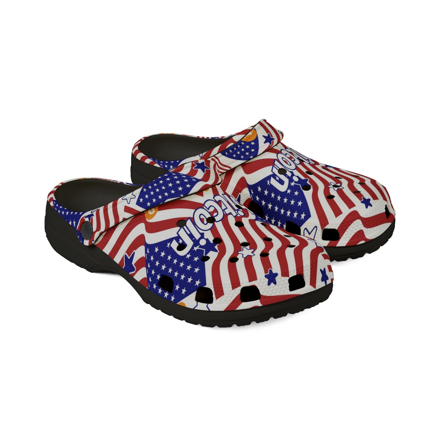 Patriotic Bitcoin USA Clogs | Trendy EVA Foam Shoes for Independence Day, Casual Comfort, American Flag Footwear