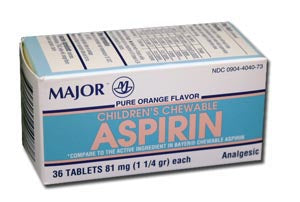 CHEWABLE ASPIRIN 81MG - TABLETS 36/BOTTLE