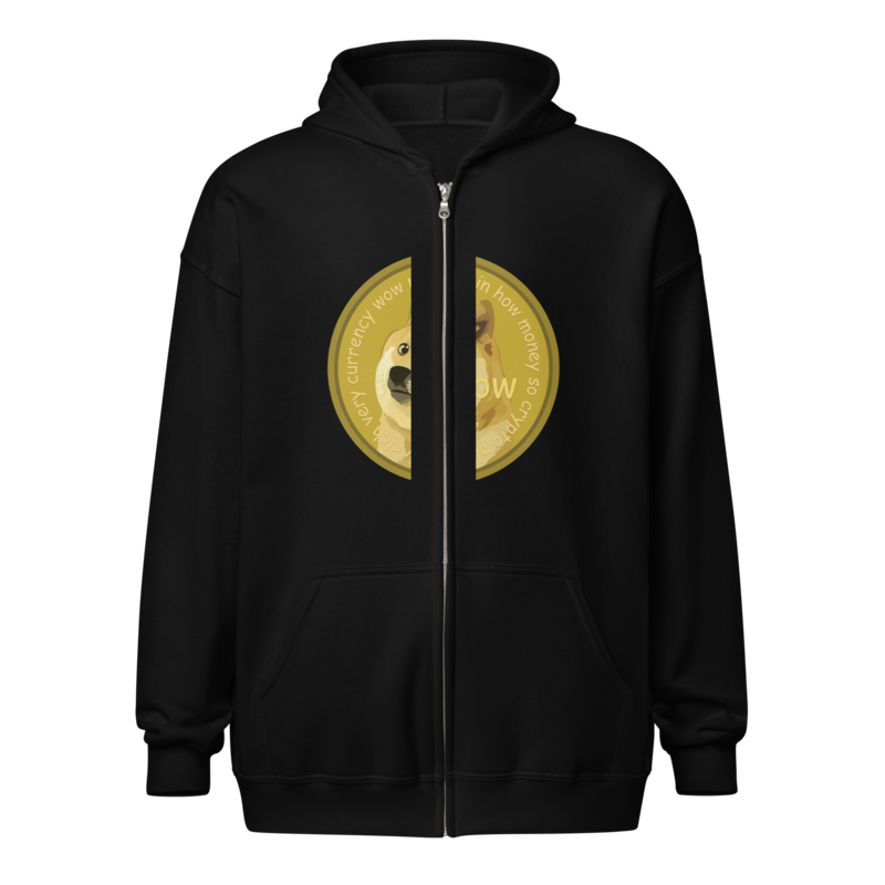 Dogecoin Zip Hoodie — Black