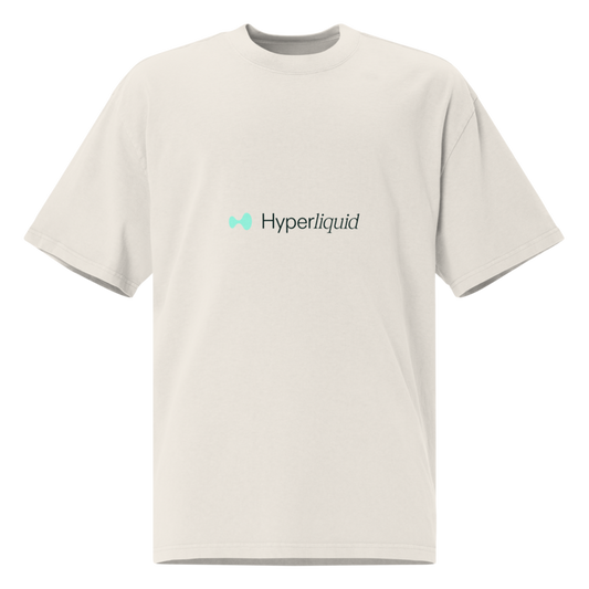Hyperliquid Boxy Oversized Embroidered Logo Tee — Faded Bone
